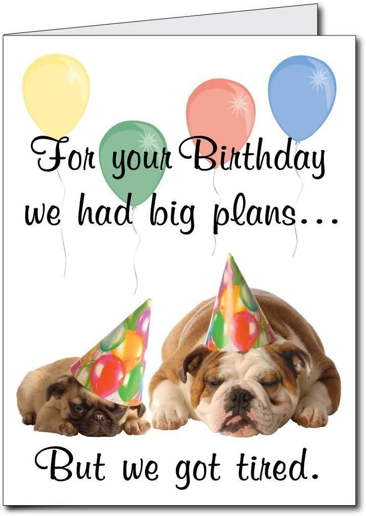 VictoryStore Jumbo Greeting Cards: Giant Birthday Card (Two Tired Party Dogs) 2 feet x 3 feet Card with Envelop