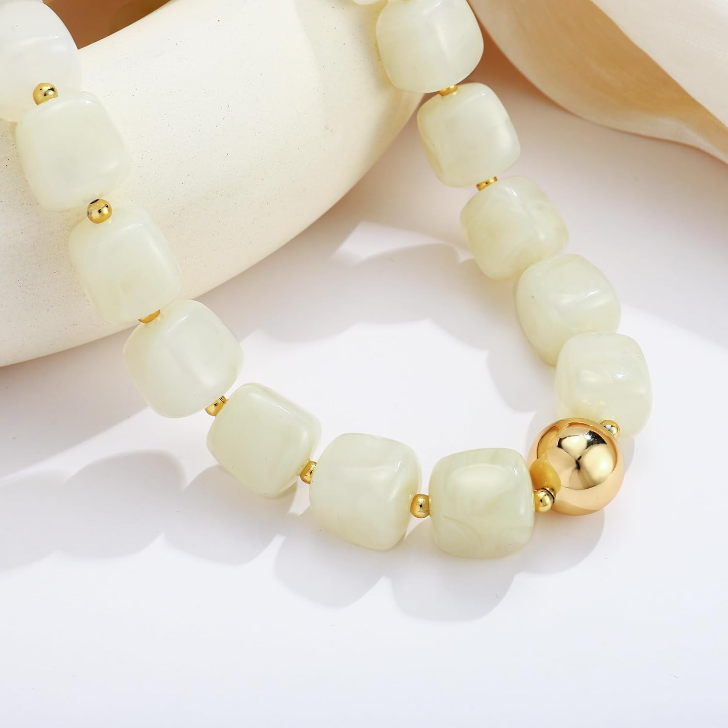 WOWORAMA Colorful Chunky Necklaces for Women Trendy Multicolor Large Square Resin Beads Necklace Boho Chunky Statement Choker Necklaces Y2K Summer Jewelry - Image 8