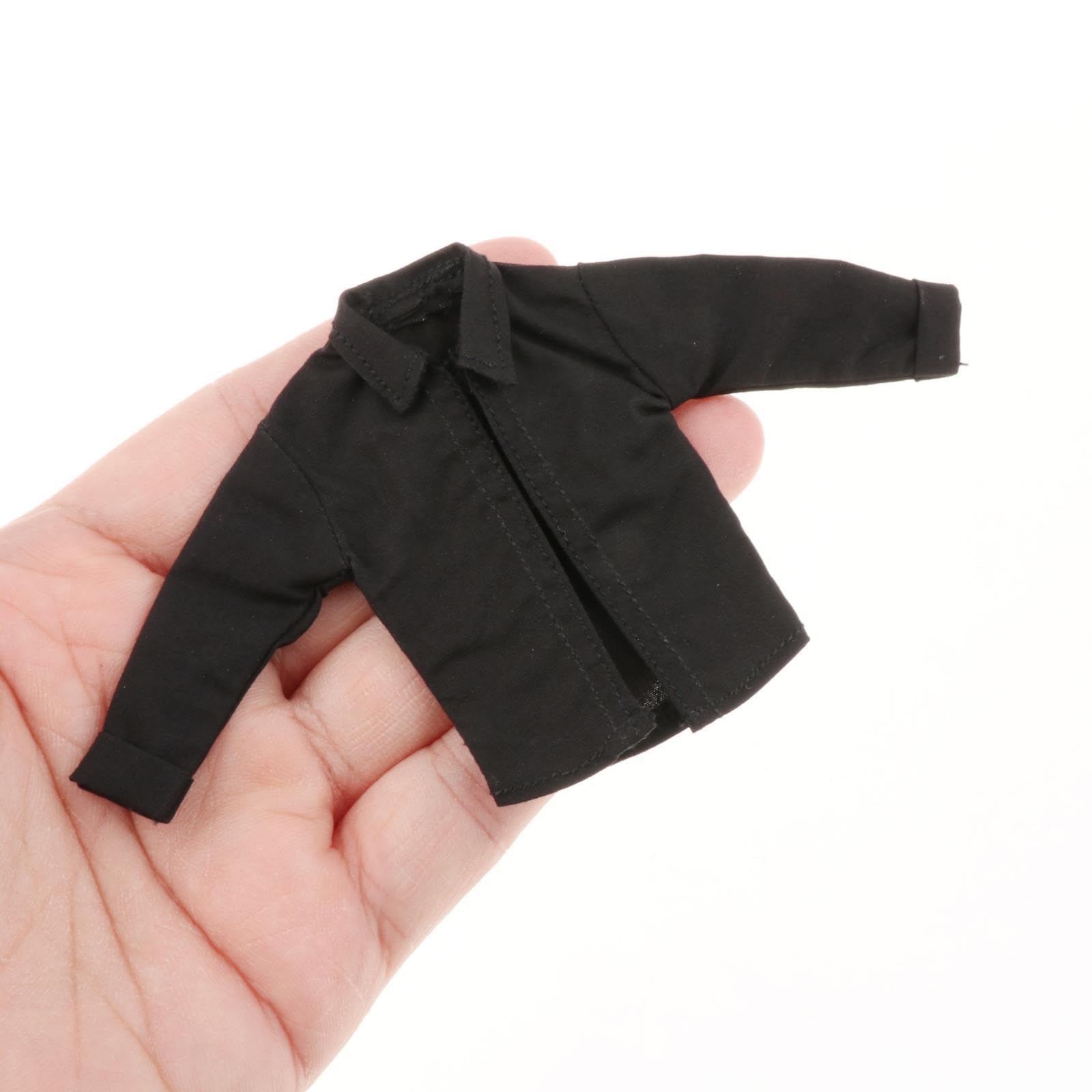 Camicia da Uomo in 1:12 per Soldatini in Miniatura, Camicia Casual da Indossare sopra Le Action Figure da 6 Pollici, Nero
