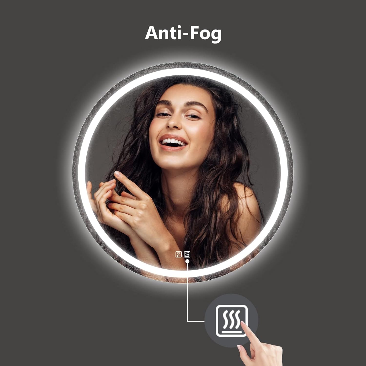 ROOMTEC 32 Inches LED Bathroom Mirror with Front and Backlit,Anti-Fog,3 Colors and Dimmable Light(ETL/UL Certification)