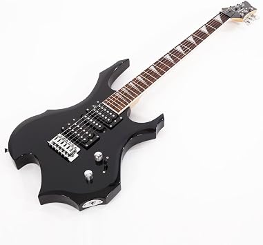Rosewood Fingerboard Electric Guitar,Electric Guitar Beginner Kits,Novice Flame Shaped Electric Guitar,with Power Cord/Strap/Bag,Right Handed Electric Guitar for Adults & Teens (Black)