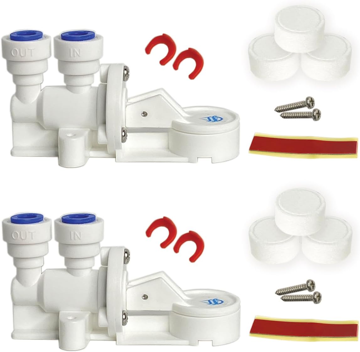 Automatic Water Shut Off Valve Leak Detector, Leak Stop Valve, Water Protection for Reverse Osmosis or Under Sink Water Filter System - Auto Shut Off Device to Prevent Leaks (2-Pack)