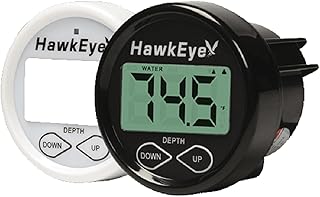 HawkEye DT2BX-TH In-Dash Depth Sounder with Air and Water Temperature (Includes Thru Hull Transducer), Black, 2" Dia. x 1-3/4" D