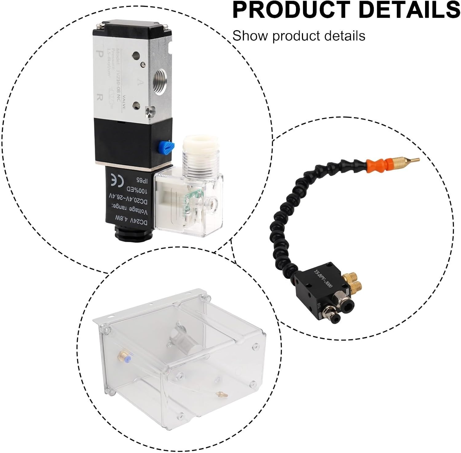 3L Lubrication Spray Cooler Coolant Pump Oil Mist Sprayer with Solenoid Valve and Pressure Regulator for CNC Machine Tool Cooling Applications(24V)