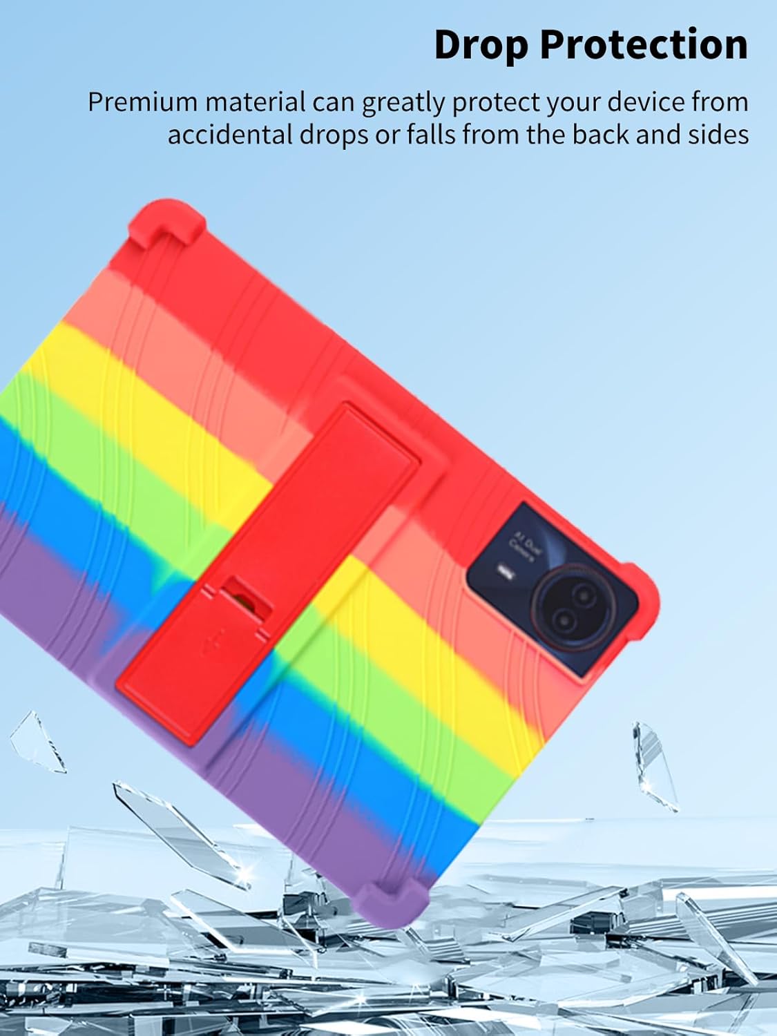 Case for TECLAST T65Max Tablet 13inch,NOUKAJU Tablet Protection Case,Adjustable Bracket,Soft Silicone,Silicone Protection Cover for TECLAST T65Max(Rainbow)