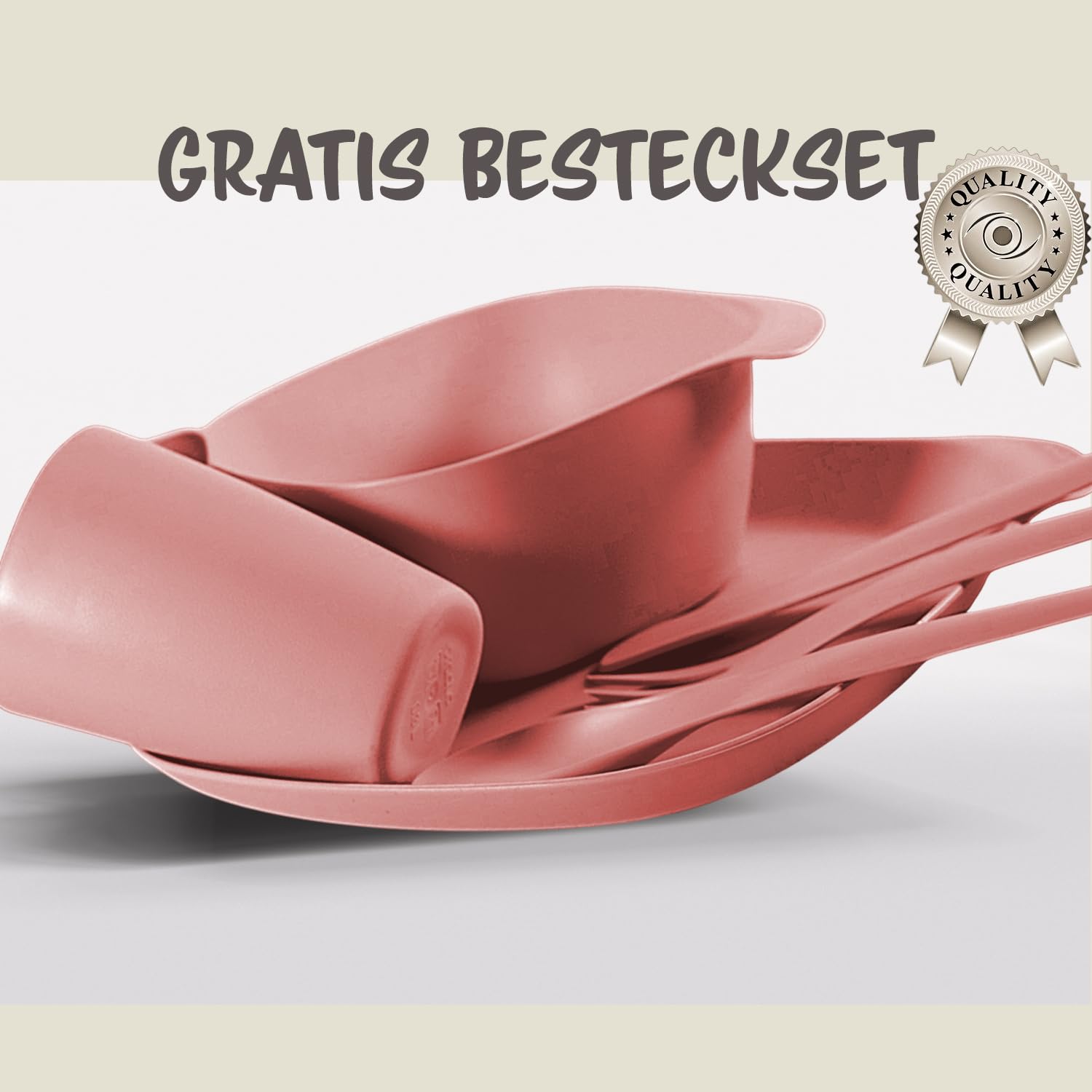 CALIPSO Set di stoviglie da campeggio per 1 persona | stoviglie in plastica infrangibili, 3 pezzi da campeggio, set di stoviglie per giardino, stoviglie in plastica con piatto, ciotola, tazza e posate