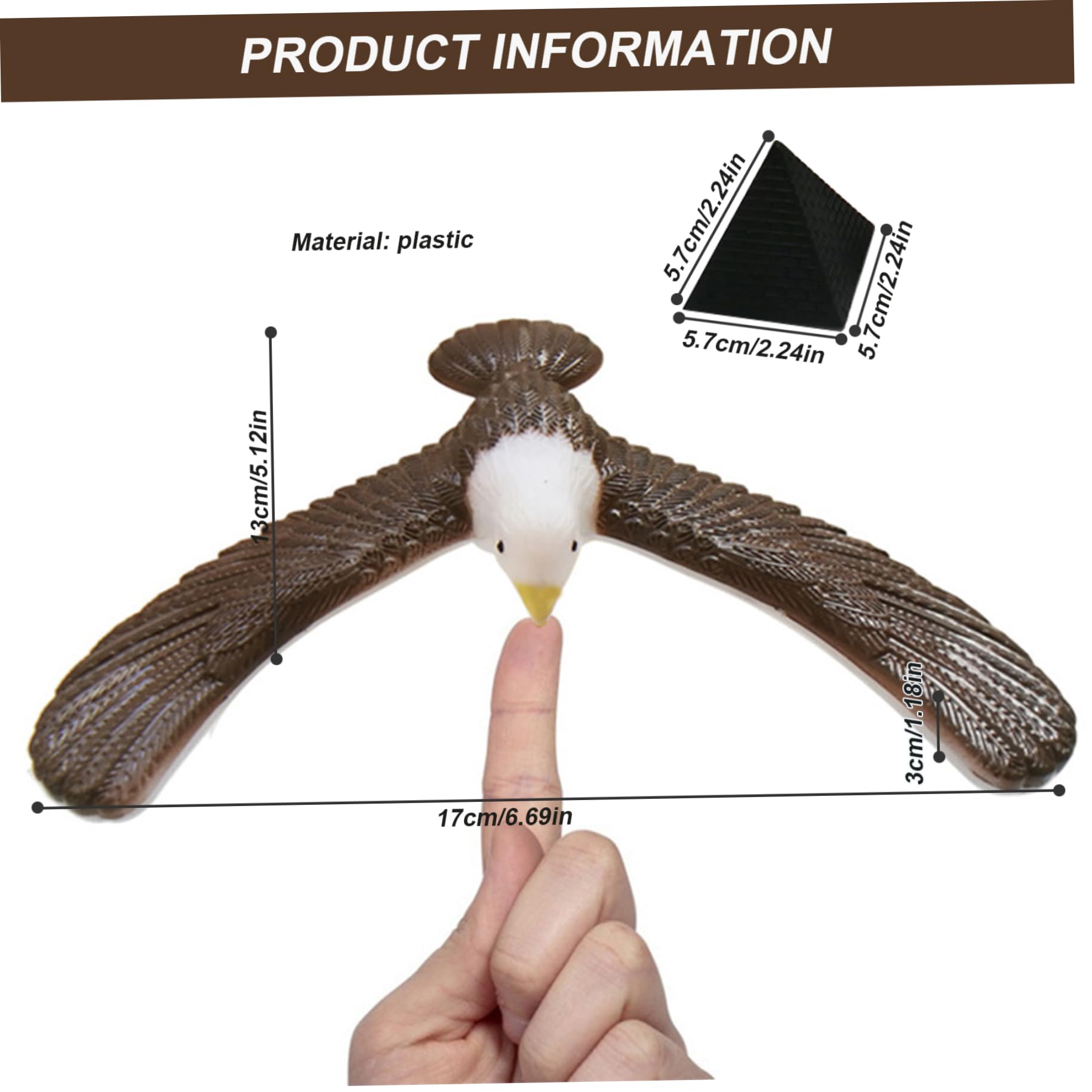 Balancing Bird Toy for Finger, Balancing Bird for Kids Cute Vivid Balance Relaxing Eagle with Pyramid Base Stress Relief 6.7in Toy for Finger Birthday, Eagle — view 2