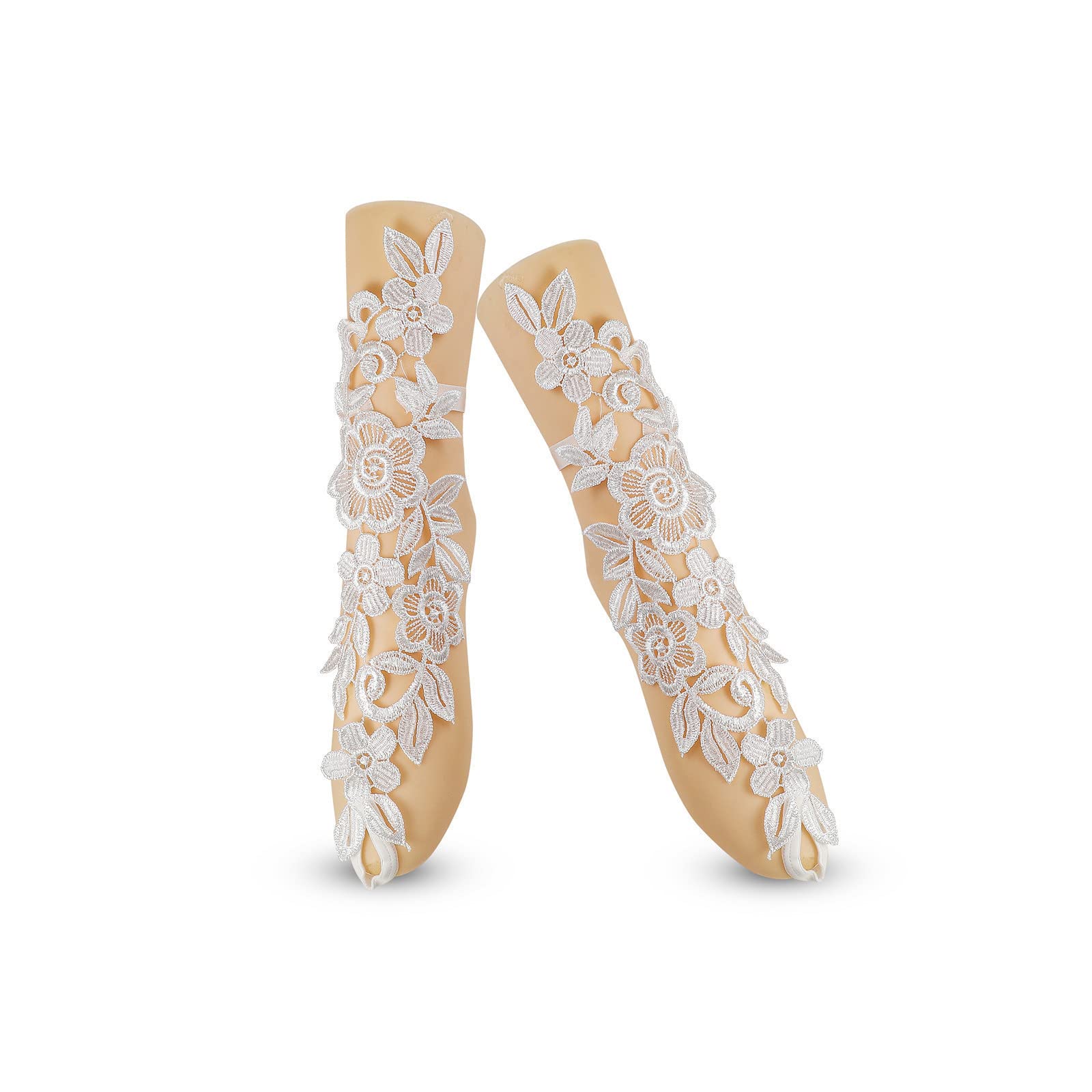 CaiyaoCaiyao 2Pcs Sexy Lace Embroidery Flower Anklet with Toe Ring Vintage Floral Barefoot Sandals Slave Anklet for Women Bridal Wedding Foot Jewelry Prom Festival Gift