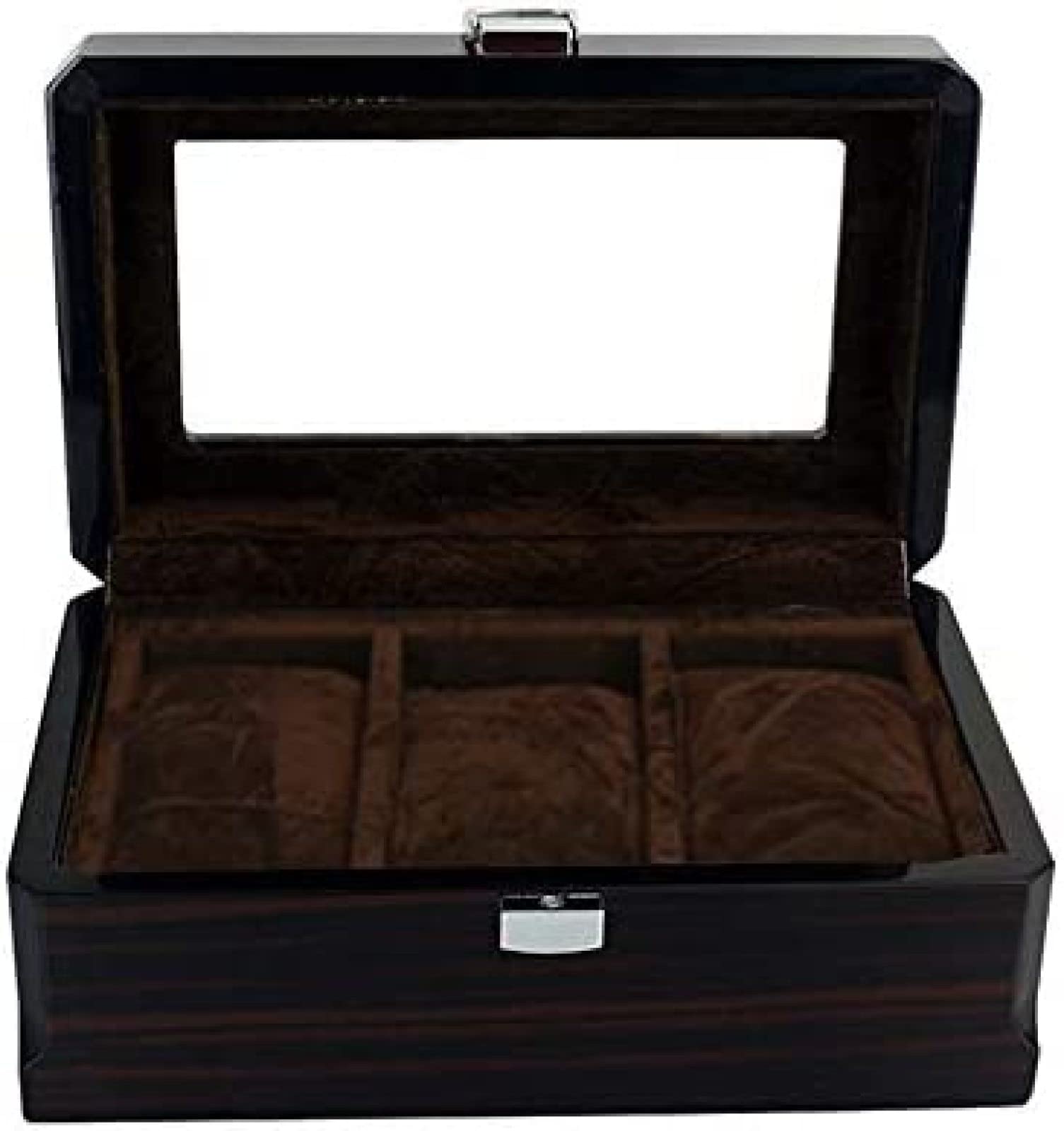 YNBSHGAA Watch Box 3 Slots Wooden Watch Case for Men Watch Display Case with Removable Watch Pillow Metal Clasp Jewellery Watches Storage Box