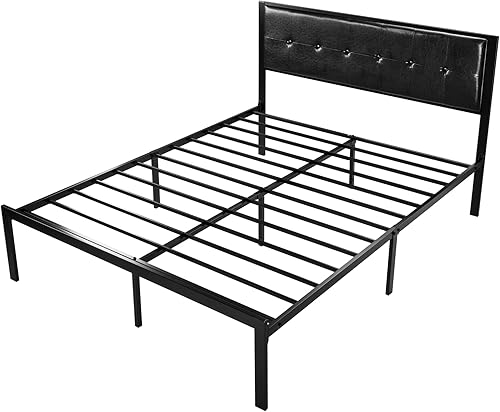 Miniatura 24 de Sha Cerlin - Marco de cama tapizado con botones y plataforma de punto, cuadrado, con cabecero, sin necesidad de somier, color gris oscuro Gris