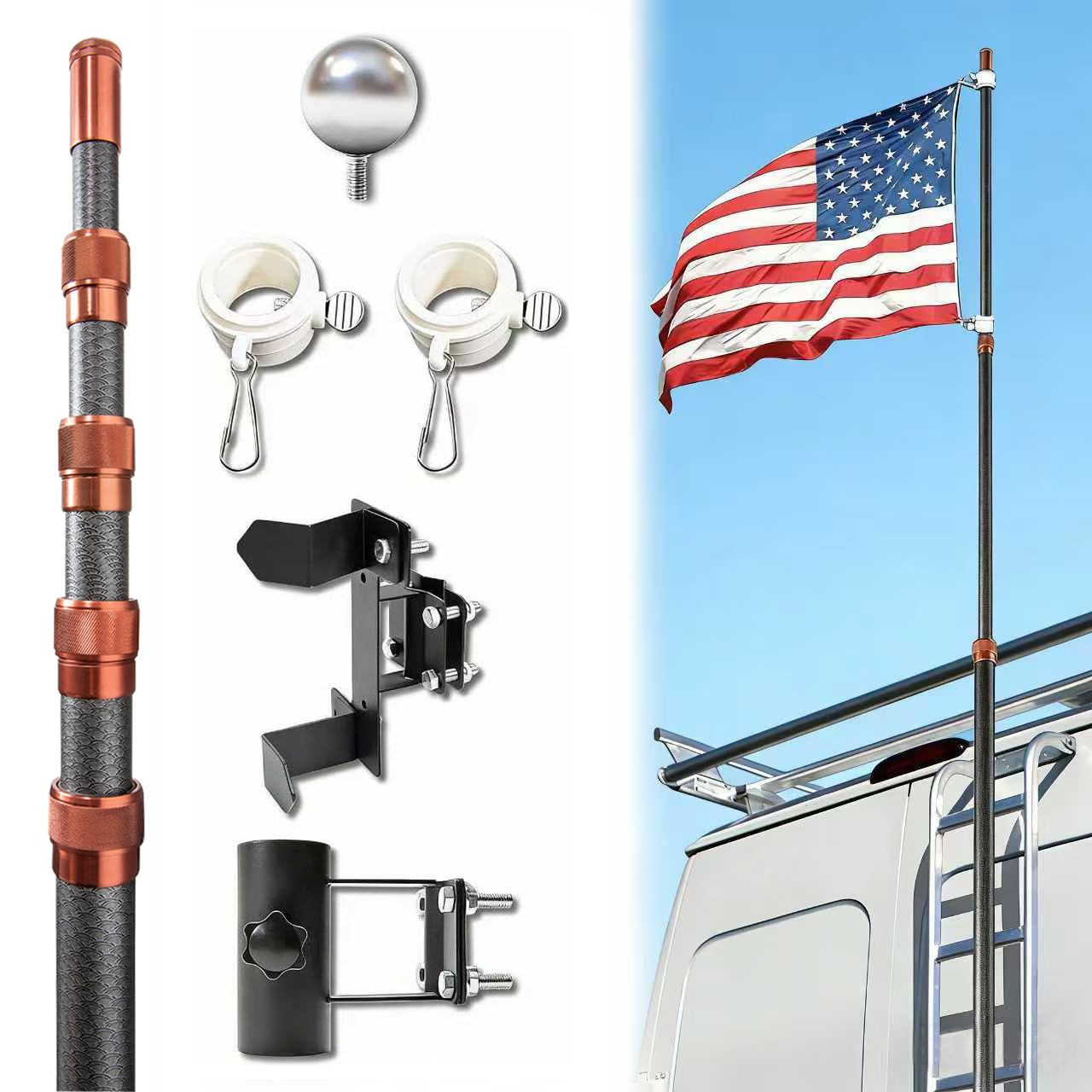 Photo 1 of Zelvoro RV Ladder Flag Pole Kit