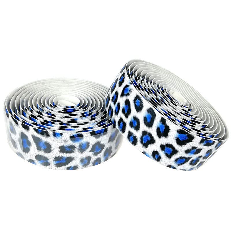 Bike Handlebar Tape,Handlebar Tape 2pcs Leopard Print Anti-slip Road Bike Bicycle Handlebar Tape Cycling Handle Belt Cork Wrap Color Blue