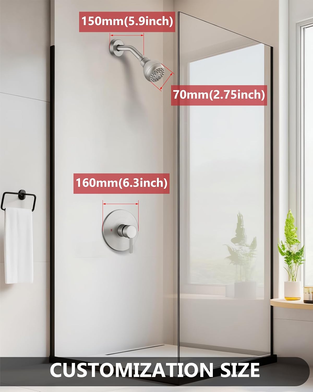 Shower Faucet with Valve, Shower Valve Kit and Head, Single Handle Shower Faucet Set with Rough-In Valve, Shower Trim Kit, Brushed Nickel
