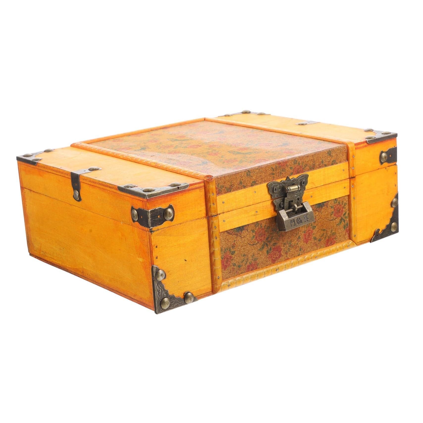 TIANQIHAO Box Desktop Decor Antique Home Decor Vintage Decor For Home Decorative Jewelry Case Wooden Trinket Chest Keepsake Chest Large Sundries Organizer Wooden Jewelry Storage Ca