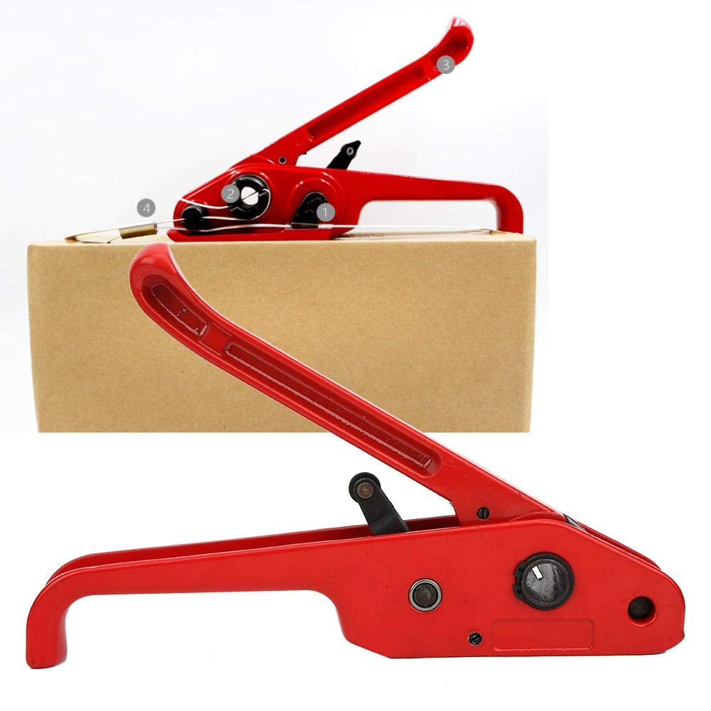 Tenditore a Nastro in PET, Reggiatrice Manuale per Nastro Reggiatrice Imballaggio Reggiatrice per Taglierina Nastro 16~19 mm PET/PP(Rosso)