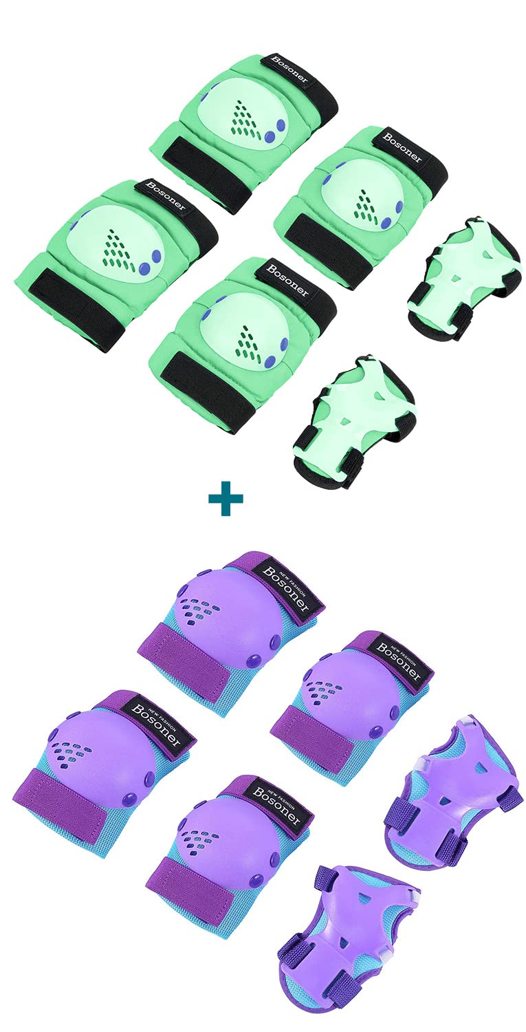 BOSONERKids/Youth Knee Pad Elbow Pads Guards Protective Gear Set for Roller Skates Cycling BMX Bike Skateboard Inline Skatings Scooter Riding Sports