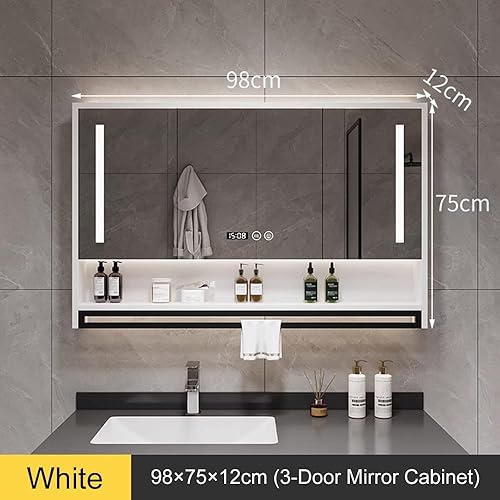 Miniatura 3 de Armario de espejo de baño con luces LED y espejo de pared antivaho de 28 pulgadas, 32 pulgadas, 36 pulgadas, 40 pulgadas, botiquín de medicina con