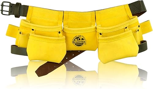 Miniatura 7 de Graintex DS2139 9 bolsillo niños trabajo delantal de trabajo de color rosa cuero de gamuza con 1.12 "cinturón de cuero, 2 soportes de martillo bucles