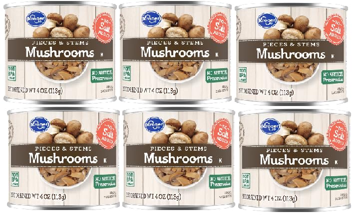 No Salt Added Mushrooms Pieces and Stems (6 Cans, 4 oz. Each)