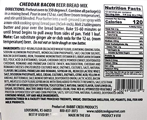 Rabbit Creek Beer Bread Mix Variety Pack of 3 – Cheesy Jalapeno, Cheddar Bacon & Cheesy Garlic Beer Bread Mix