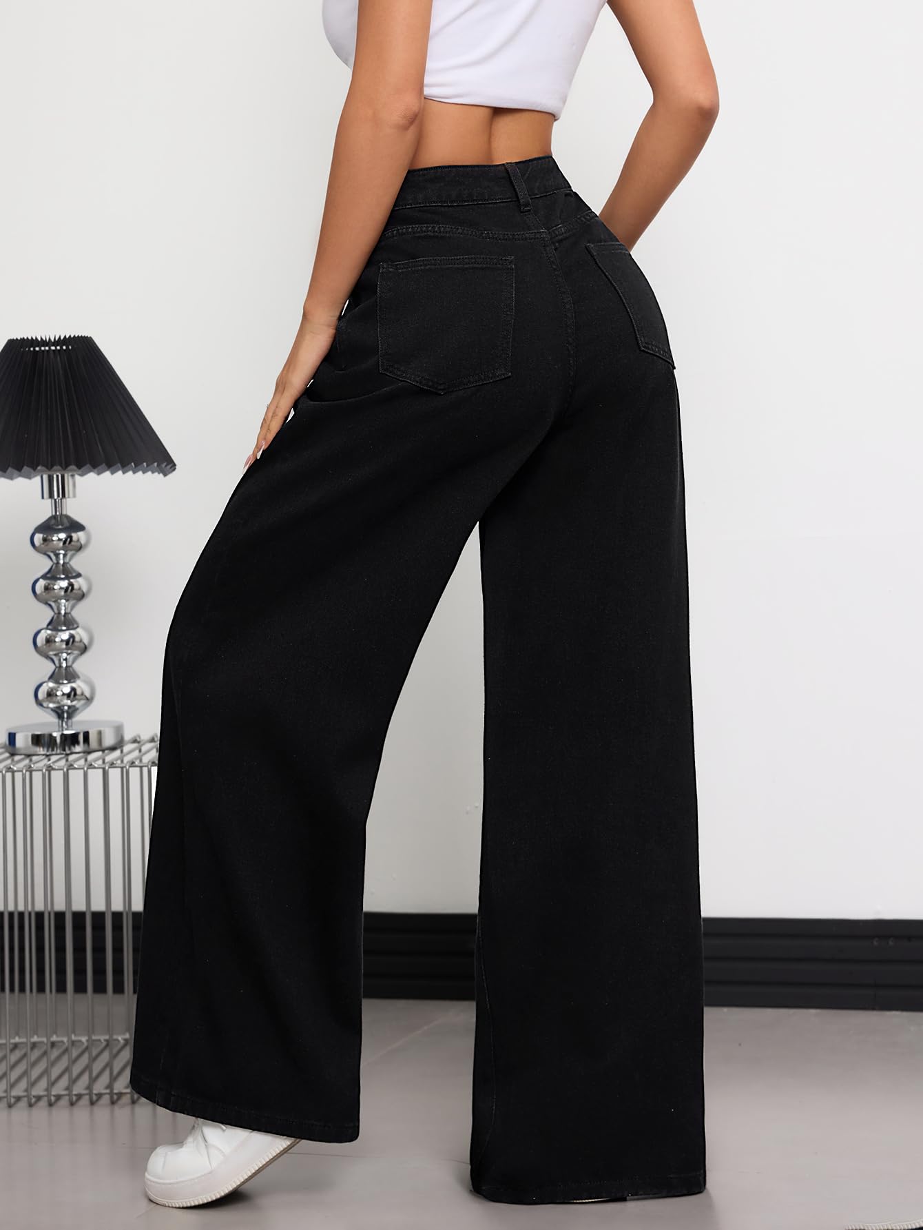 Pantalon Denim Baggy Femme Large Jambe Vintage Rétro Y2K 90s Laisé Streetwear Hip Hop