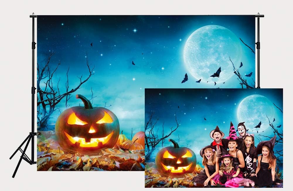 Dudaacvt 7x5FT Halloween Backdrop Halloween Party Banner Moon Pumpkin Backdrop