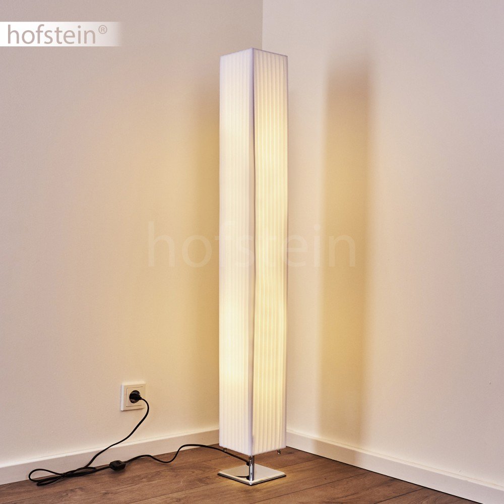 Stehlampe Newtok, moderen Stehleuchte aus Textil/Stoff in Weiß, 2 x E27-Fassung, mit Fußschalter am Kabel, ohne Leuchtmittel