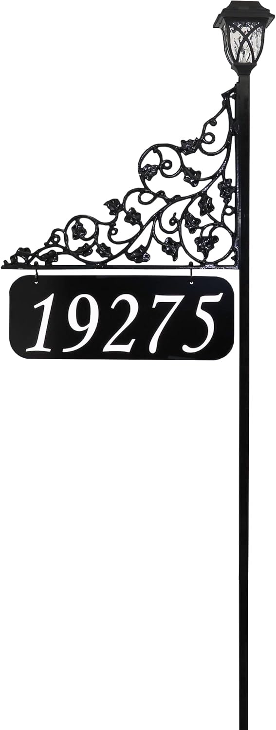 Ivy 58 Reflective Double Sided Address Sign with Solar Lamp