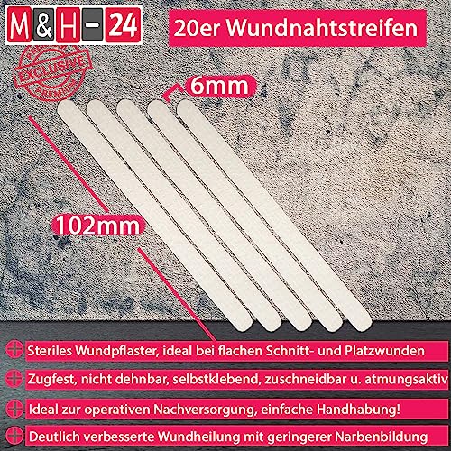 Klammerpflaster 20er Set Wundnahtstreifen Strips 6 x 100 mm