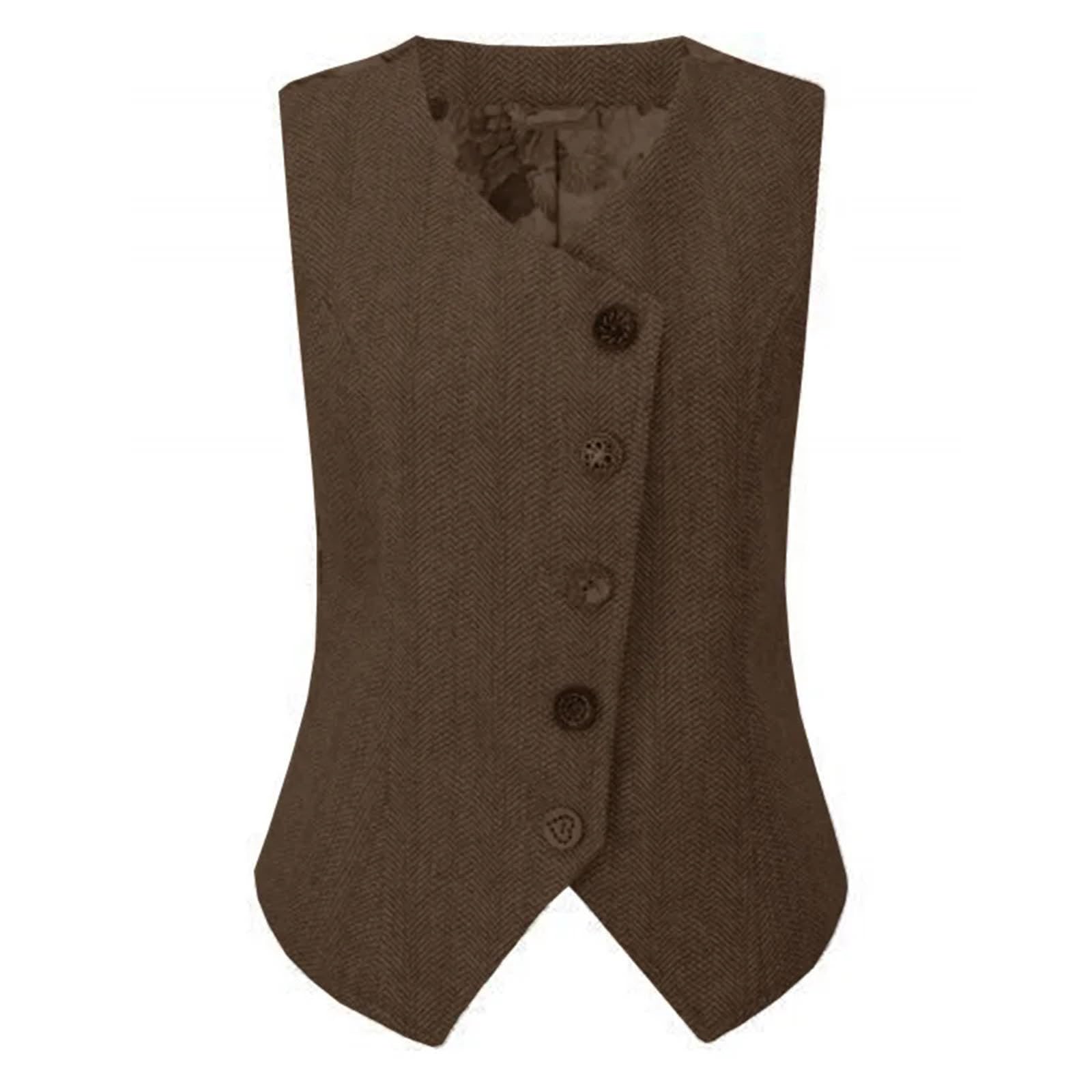 Chaleco casual de negocios para mujer, ligero, sin mangas, para exteriores, chaleco formal de tweed para boda