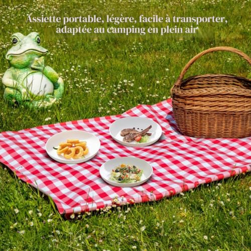 Kyraton Assiettes Service de Table plastique 8pcs, incassable et réutilisable Assiettes légères Pâtes et boulettes Coffre-fort au micro-ondes – vue 6