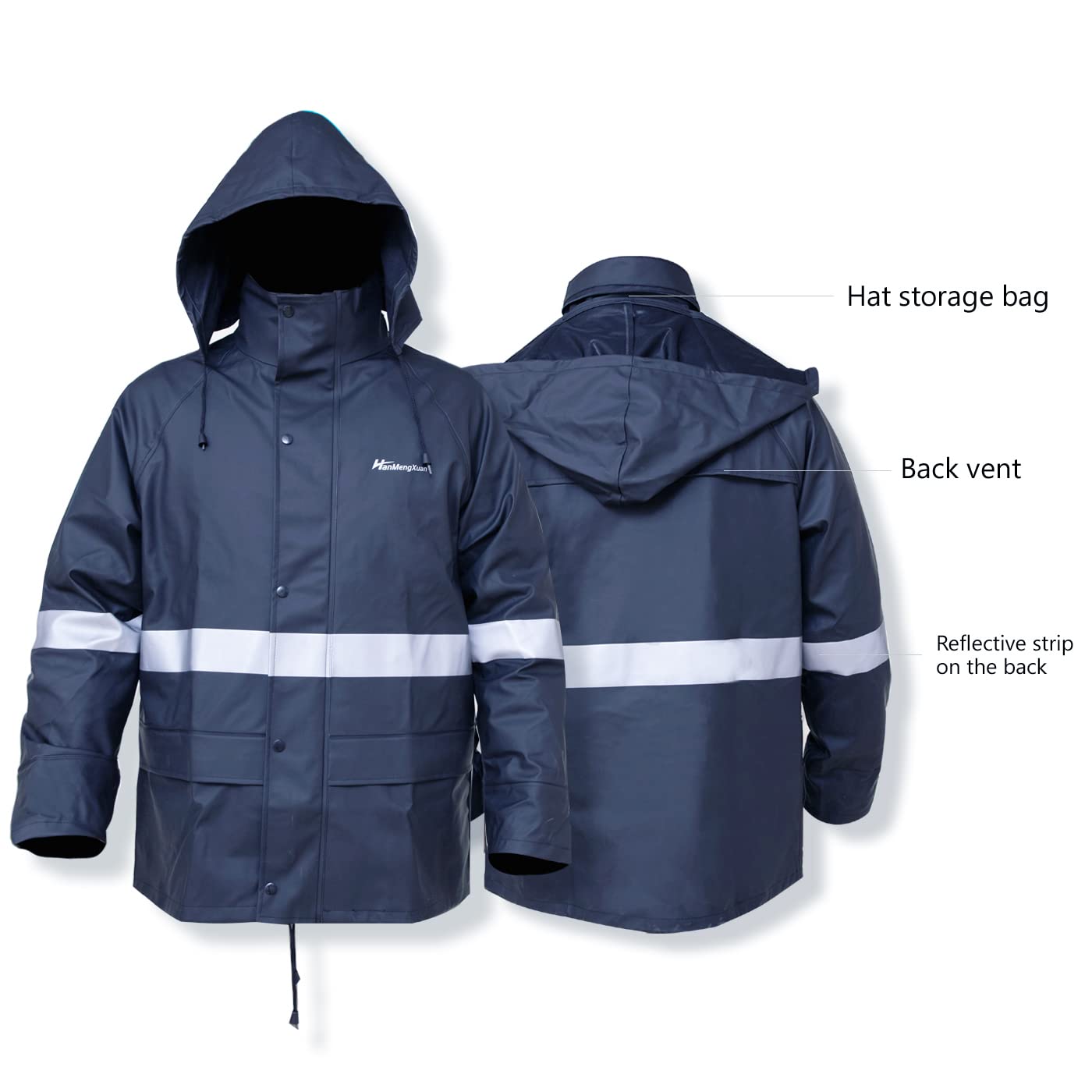 Tuta antipioggia per uomo e donna, pesante, impermeabile, impermeabile (giacca + pantaloni), set con cappuccio antivento, abbigliamento da lavoro