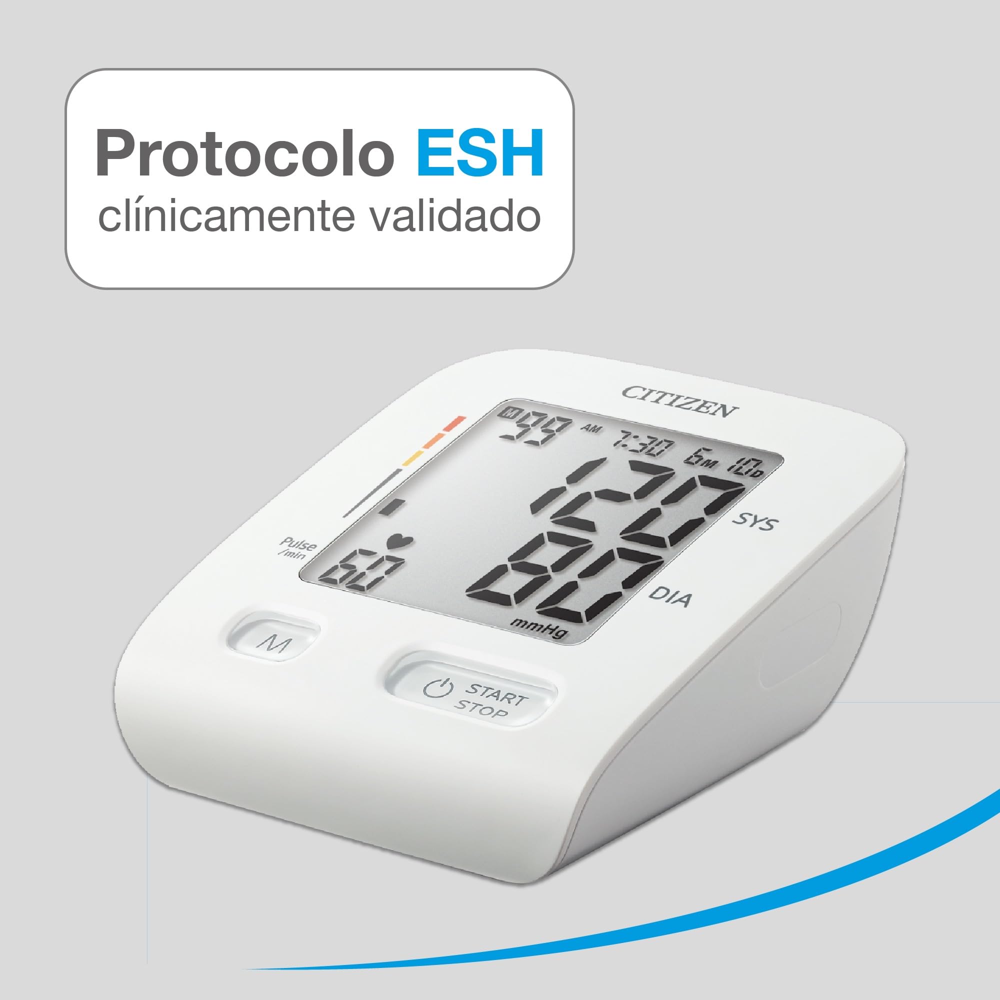 Tensiómetro digital Citizen CHUD517 para uso doméstico con brazalete ancho (22-42 cm), pantalla LCD grande, pantalla de hipertensión