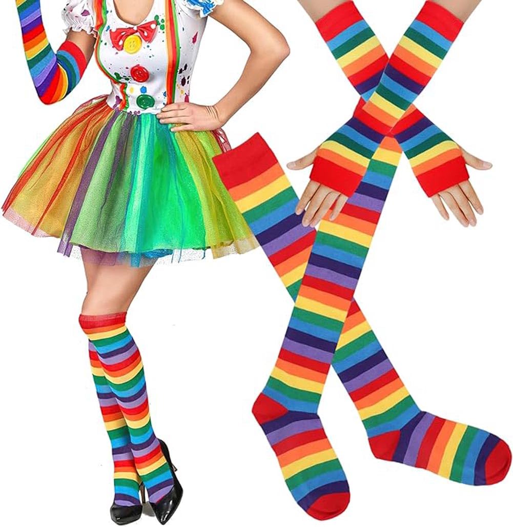 Hishiny Chaussettes Hautes Montantes Femme Chaussettes de Genoux Longues arc-en-ciel Sock