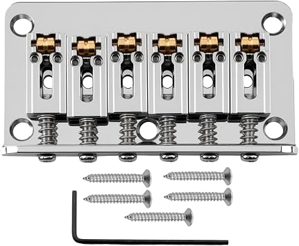 1PC 78MM Guitar Fixed Hardtail Bridge with Roller Saddles Compatible with Strat Style Electric Guitars Chrome