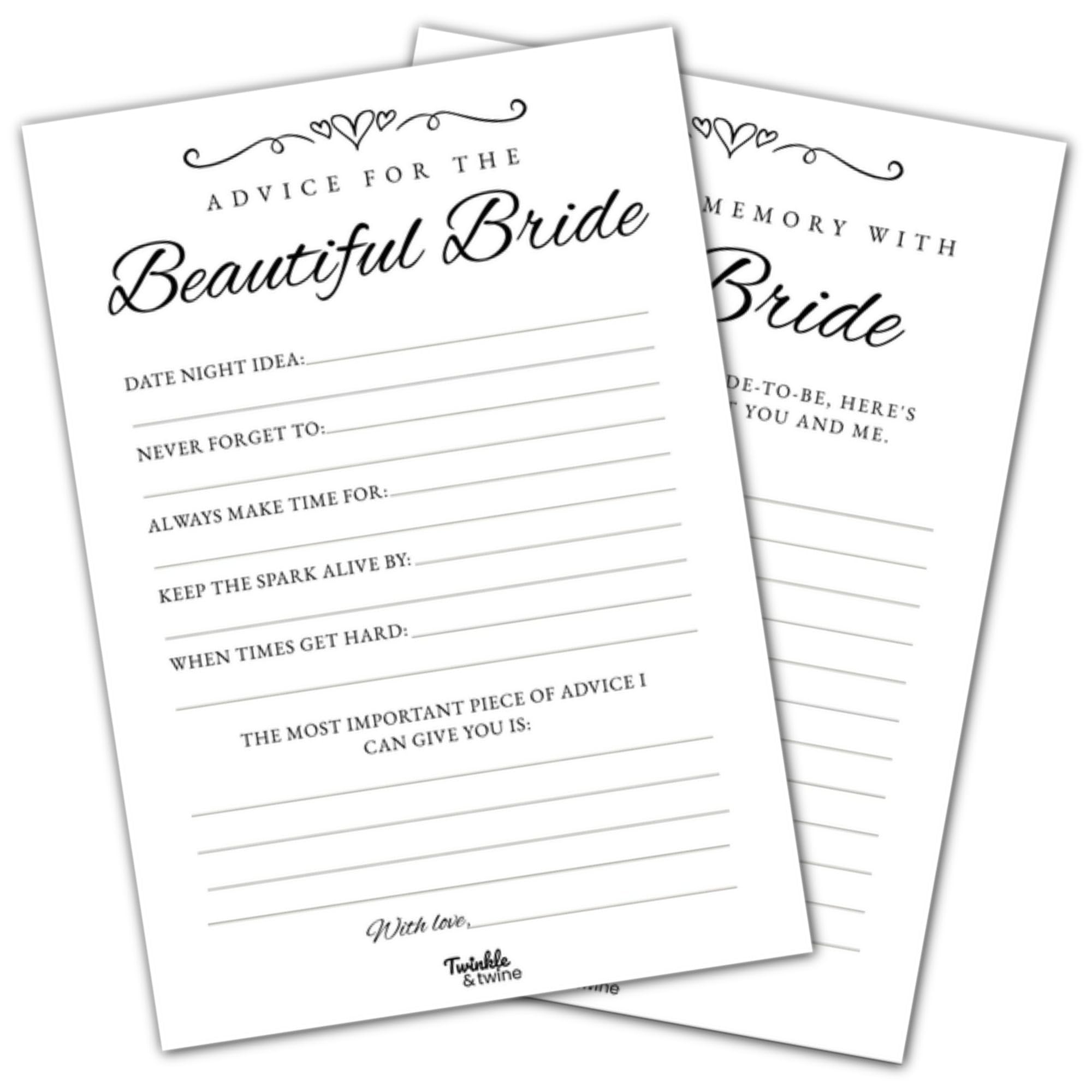 Twinkle & Twine Hen Party Games Minimalist Advice for the Bride - 10 Pack
