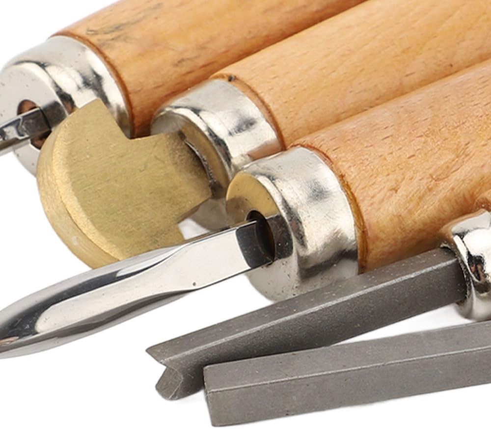 Anu Limen 5 Pcs Gemstone Setting Tools Durable Ergonomic Long Wooden Handle Prong & Bezel Pusher Kit for Jewelry Engraving Making Tools