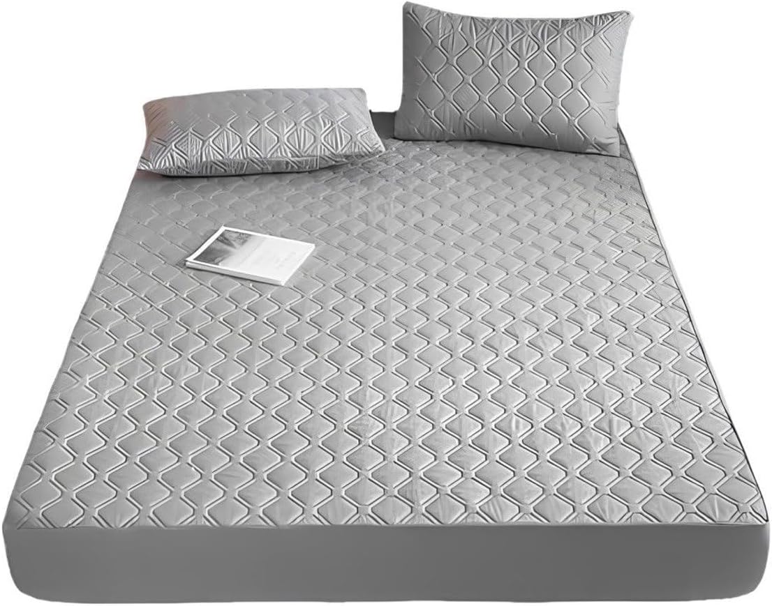 Waterproof Mattress Protector Queen Size with 2 Pillow Protectors – Quilted Noiseless Bed Cover, Hypoallergenic Breathable Mattress Pad, Deep Pocket Fitted Sheet Style