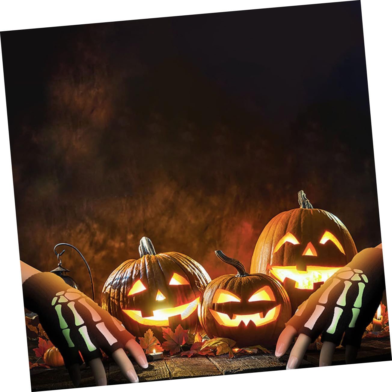 TENDYCOCO 1 Pair Luminous Skull Gloves Gemelos Para Camisa De Hombre Warm Skeleton Gloves Half- Finger Gloves Decorative Fingerless Gloves Halloween Gloves Mens Fingerless Acrylic Fiber