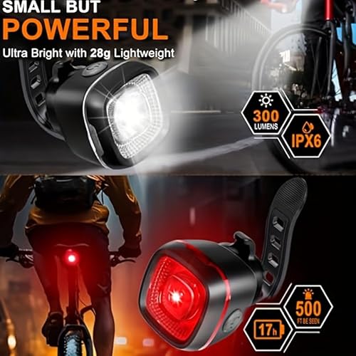 image for G2FS LITH Bike Lights Front and Rear Set - Type-C Rechargeable Flashin