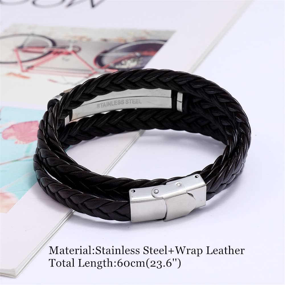 Black Multilayered Wrap Leather Masonic Free Mason Bracelet Men's Masonry Punk Jewelry