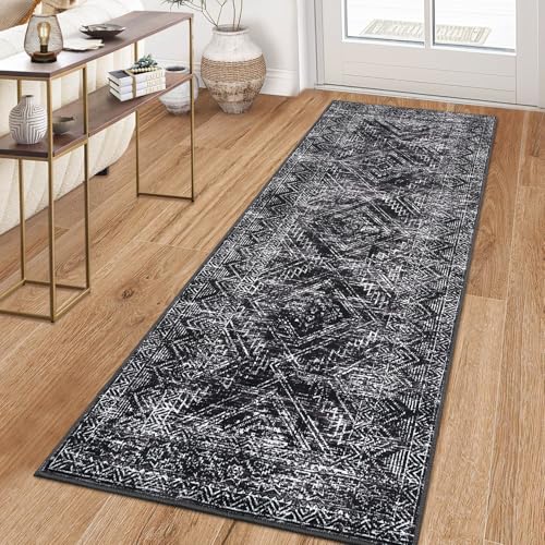 COZYLOOM Washable Runner Rug 2x6 Rug Runner Modern Rug Non Slip Kitchen Rugs Geometric Indoor Entryway Rug Soft Bath Mat Stain Resistant Carpet for Bedroom Hallway Laundry Nursery 2'x6' Taupe