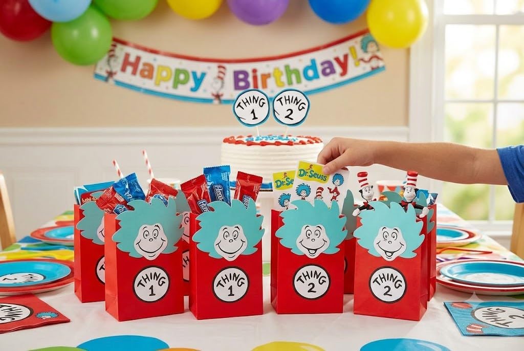 Fun Express Dr. Seuss Thing 1 and Thing 2 Gift Bags, Small, 12 Pack image 5