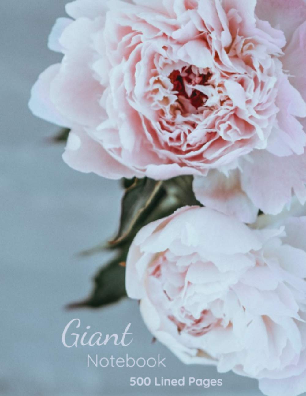 Giant Notebook: 8.5" x 11" Peonies, 500 College-Ruled Lined Pages with Table of Contents and Page Numbers, Extra Large Jumbo-Sized Notebook Journal, Pink Peony Flowers (508 Pages)