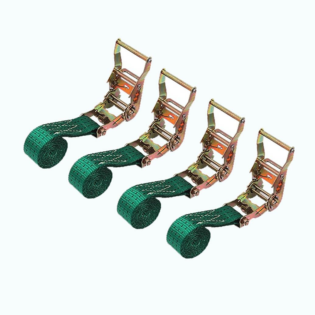Cinghie Di Fissaggio Con Cricchetto 4 Pezzi Cinghie A Cricchetto Cinghie Di Ancoraggio Professionali Carico Cinghie Di Fissaggio Estremamente Robuste Fissaggio Del Carico(Green,5cmx1m/1.96x39in)