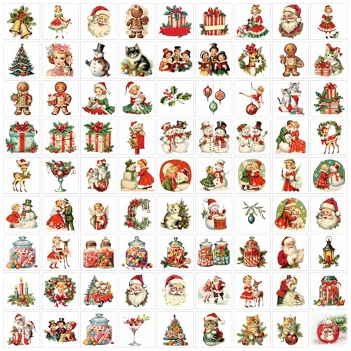Christmas Transfers for Crafts Rub On Stickers Vintage Christmas Decals Rub On Transfer for Wood Ornaments Crafting Glass Ball Furniture Canvas Fabric Project (Santa80)