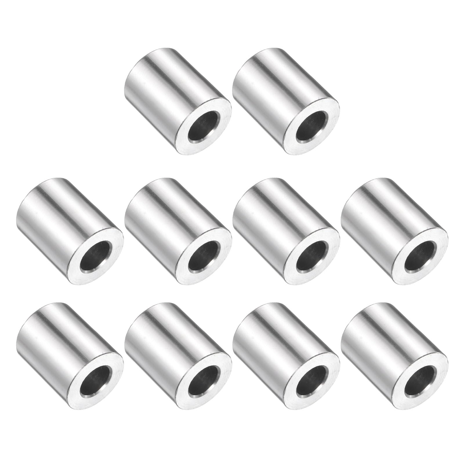 uxcell 10pcs Stainless Steel Spacer 3/8" Bore x 3/4" OD x 15/16" Length Screw Bushing Plain Finish Round Metal Spacer for M10 Screws Bolts and Rods
