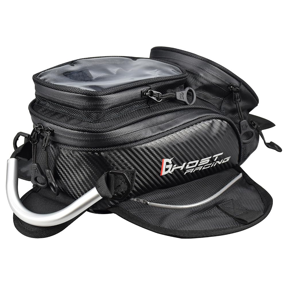 NEWFUN Tankrucksack Motorrad Magnet, Schwarze Oxford-Motorradtasche Mit Touchscreen-Handy-Tasche, Passend für die Meisten Motorräder