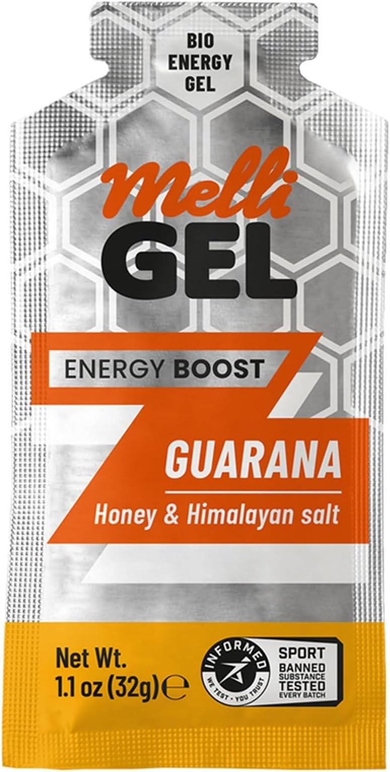 MELLI GEL Energy Organic Honey Guarana 32g, Informed Sports Tested Box of 12