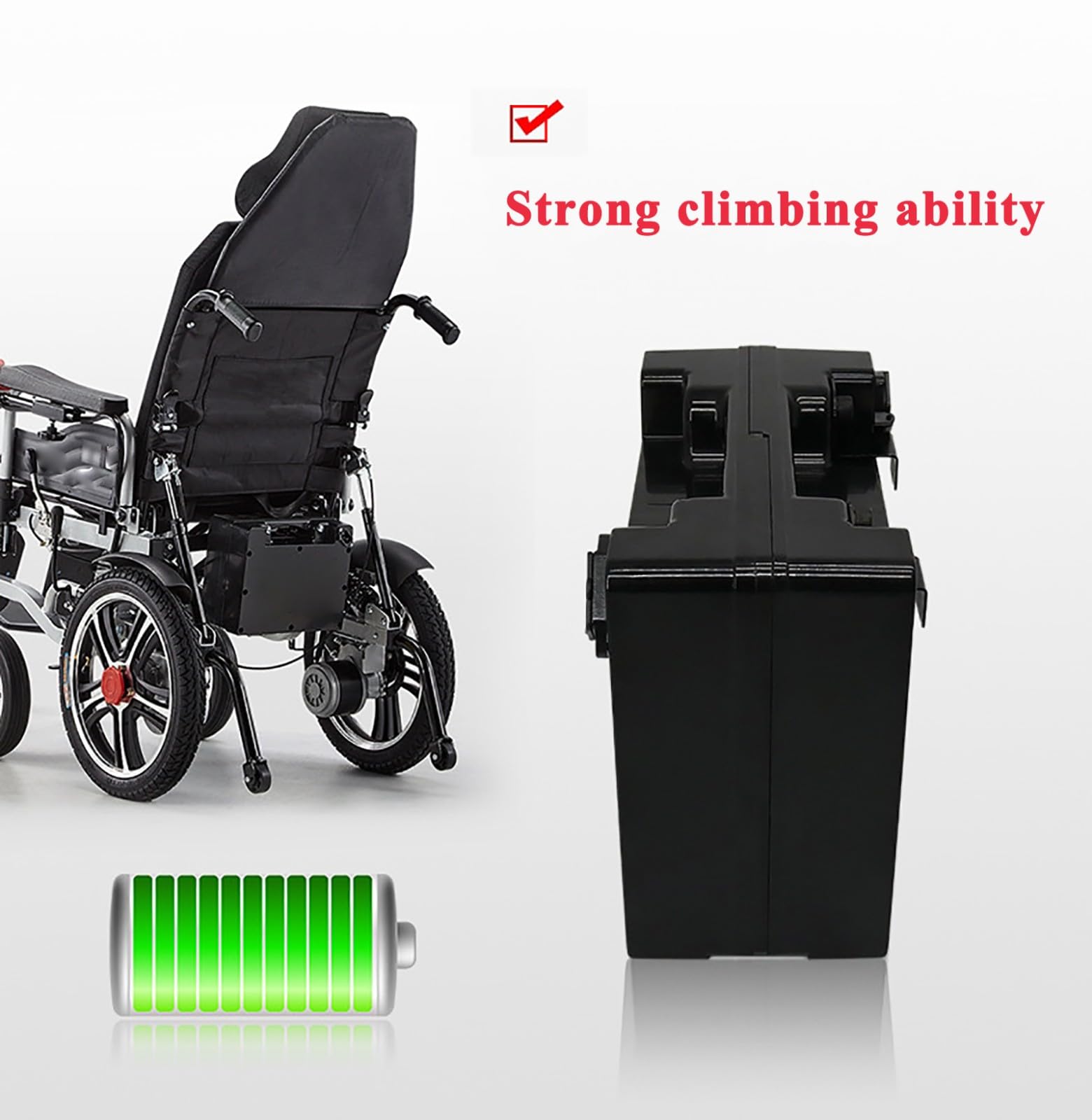 Batería para Silla De Ruedas Eléctrica, Paquete De Baterías De Litio De 24 V 12 Ah 15 Ah 20 Ah con Cargador, Batería Recargable De 24 V con Conector Anderson Rojo.